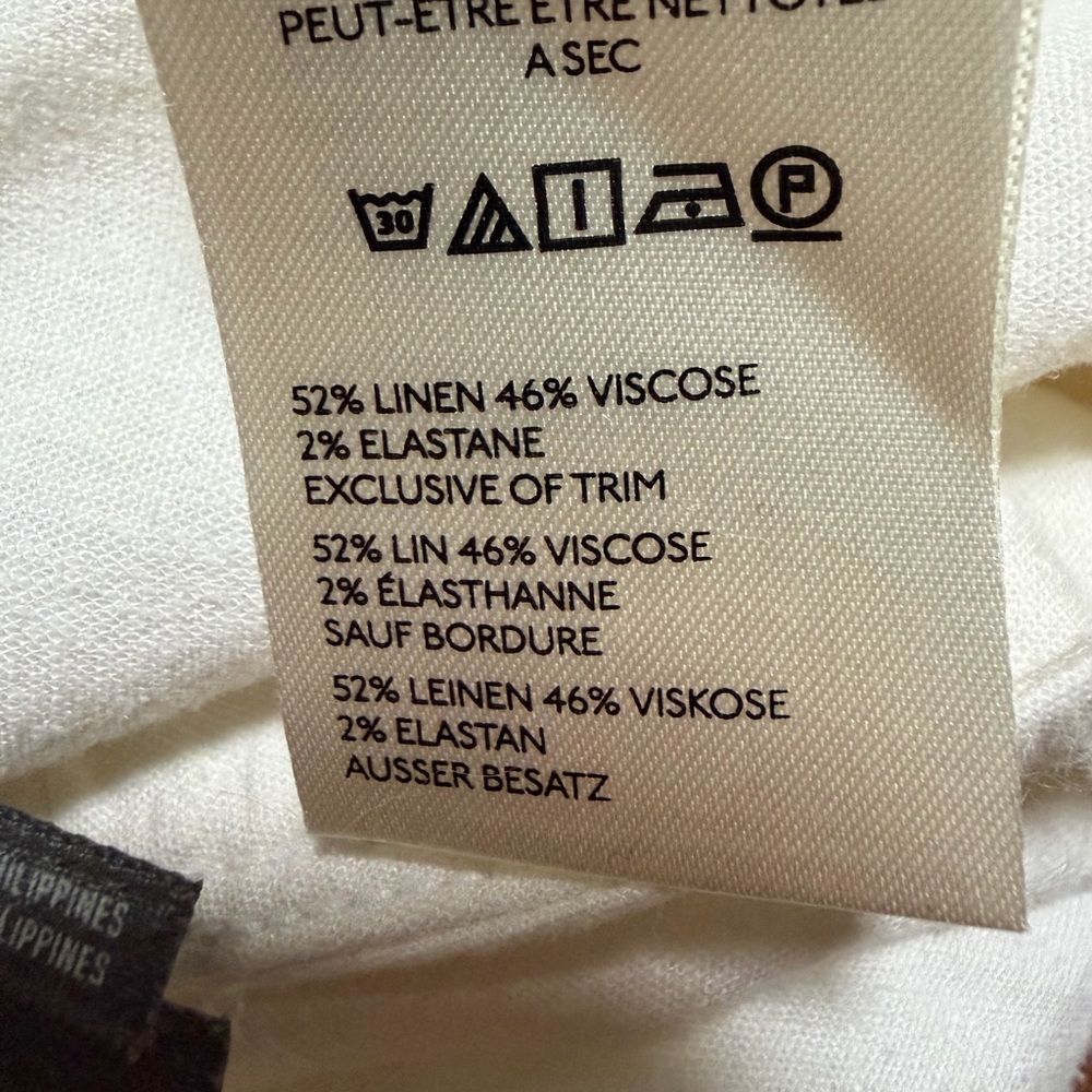 By Anthropologie White Linen Extended Waist Pants - Picture 9 of 11